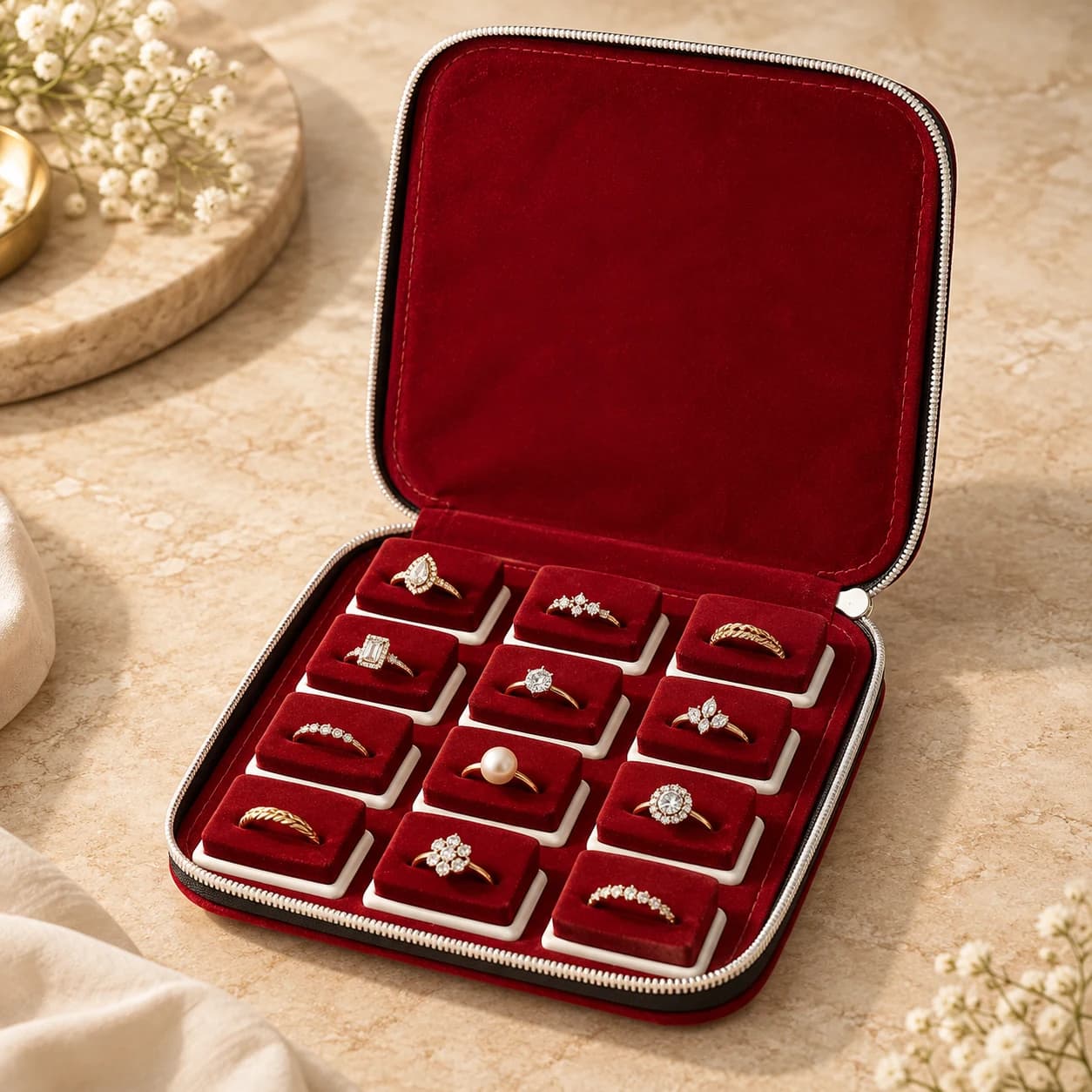 12-Ring Velvet Folio